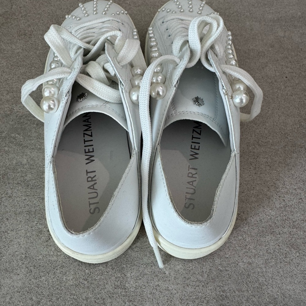 NEW Stuart Weitzman White Pearl Sneakers - Picture 6 of 10